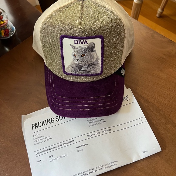 Goorin Bros Diva Cat Glitter Cap - Gold and Purple - Picture 1 of 4